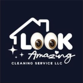 Logotipo de Look Amazing Cleaning Service en versión para fondo oscuro