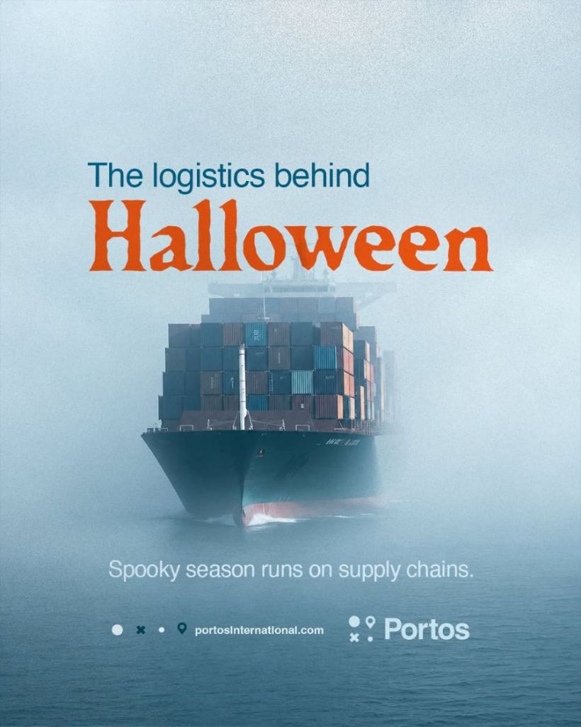 Buque de carga en un post de Portos International