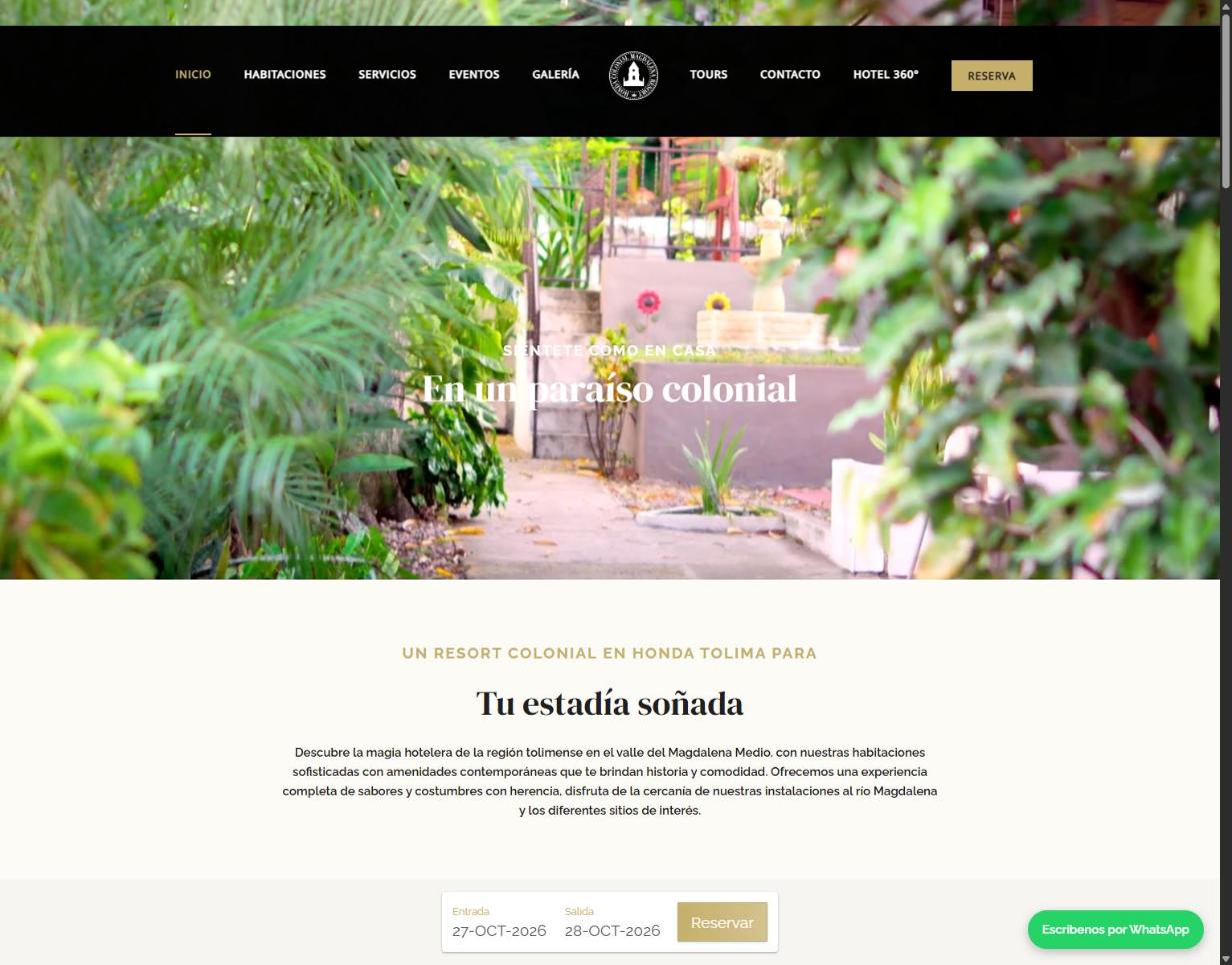 Página web de Honda Colonial Magdalena Resort diseñada por Quick Digital Marketing