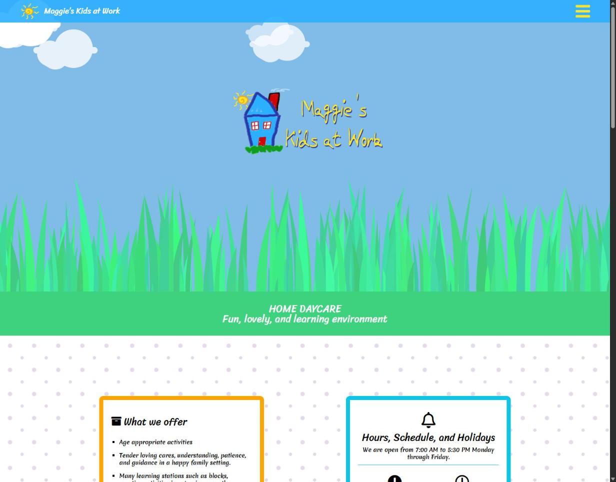 Página web de Maggie's Kids at Work diseñada por Quick Digital Marketing